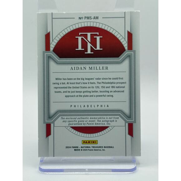 2024 National Treasures Aidan Miller Jersey Patch On Card Auto 37/99 SP Phillies - Picture 2 of 2